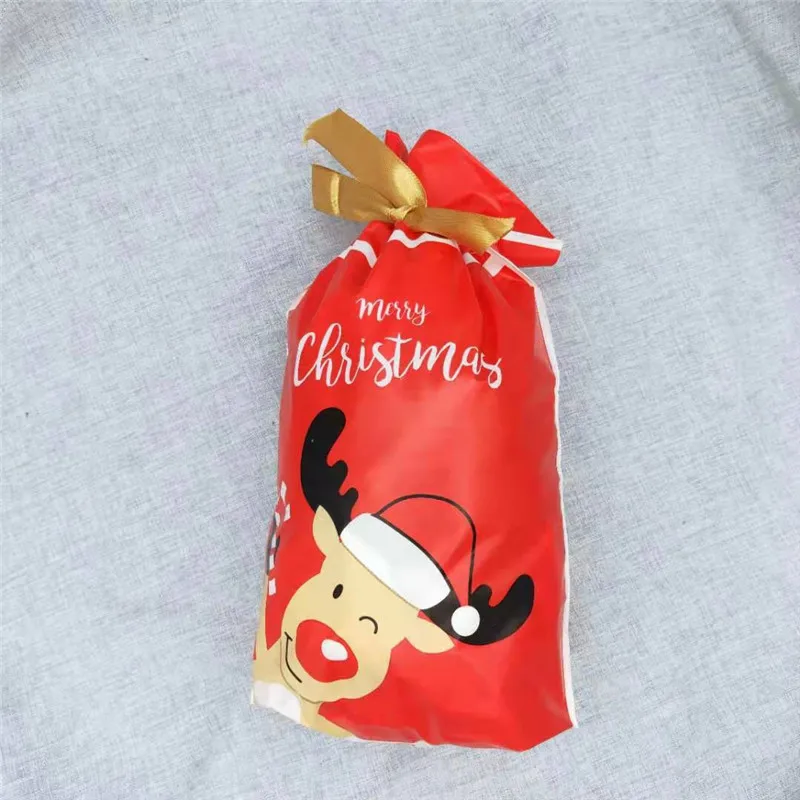 10 шт рождественские подарочные сумки Санта-Клаус Рождественская елка упаковочные сумки с новогодним Рождественские Сумки для конфет Navidad - Цвет: Red Elk