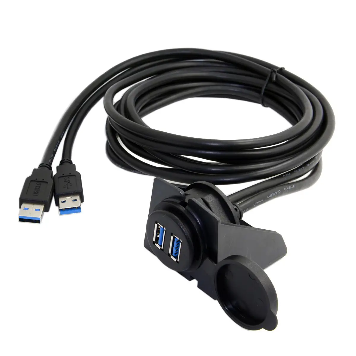 Двойной USB 3,0 удлинитель AUX заподлицо автомобильное крепление водонепроницаемый удлинитель 1 м для приборной панели
