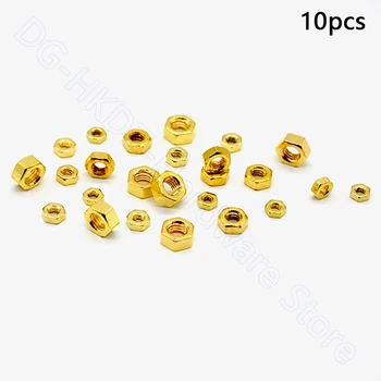

10pcs Hex Nuts Titanium Plating Gold Carbon Steel Hexagon Nuts Metric M2 M2.5 M3 M4 M5 M6 Fasteners Hardware Tools