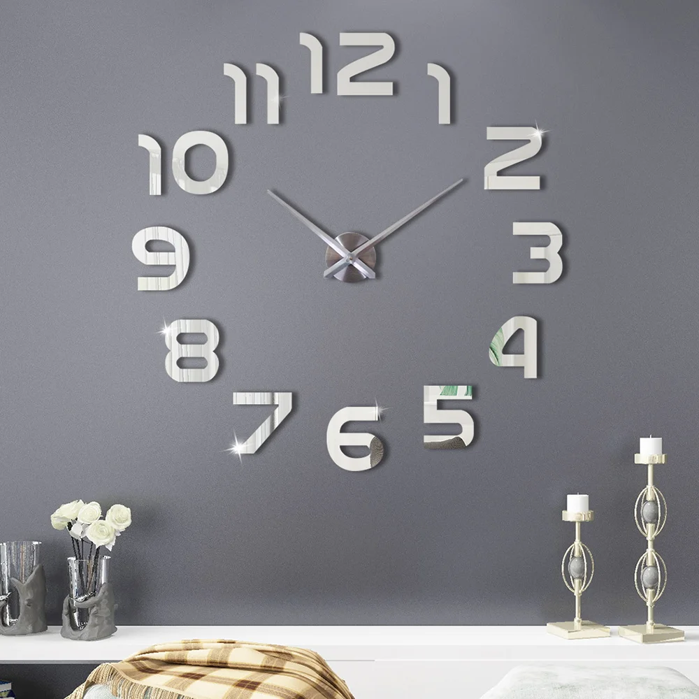 Large Wall Clock Modern Design 3d Wall Sticker Clock Watch Silent Home Decor Living Room Acrylic Mirror Silver Wall Clocks - Wall Clocks - AliExpress Large Wall Clock Modern Design 3d Wall Sticker Clock Watch Silent Home Decor Living Room Acrylic Mirror Silver Wall Clocks - Wall Clocks - AliExpress