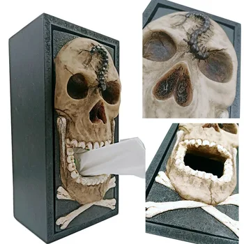 

Creative Halloween Tissue Box Skull Desktop Car Napkin holder for Office Home Decoration Car Ornaments