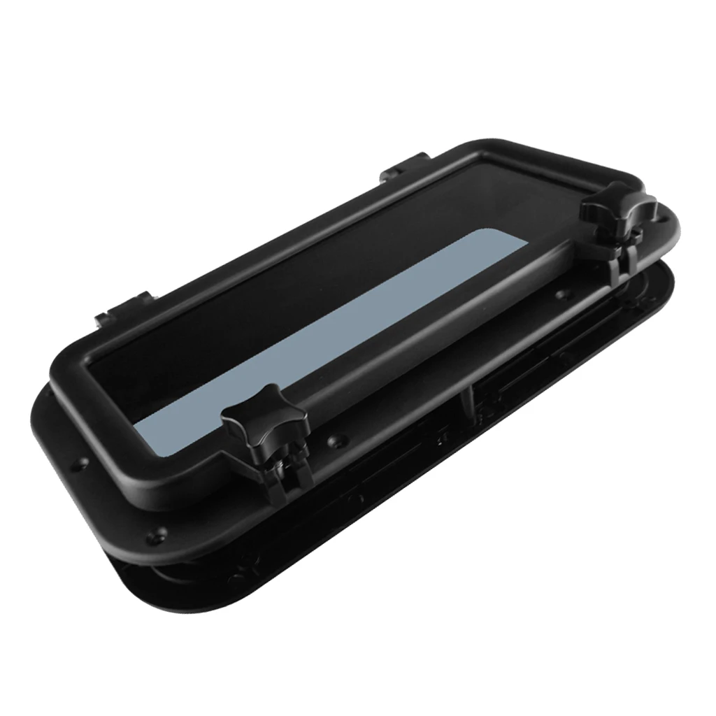 Rectangular Porthole Window with ABS Plastic & Tempered Glass for Boat, Yacht, Marine (Black)