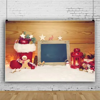 

Laeacco Christmas Party Backdrops Wooden Board Gift Deer Snow Snowman Baby Photography Backdrop Photo Background Photo Studio