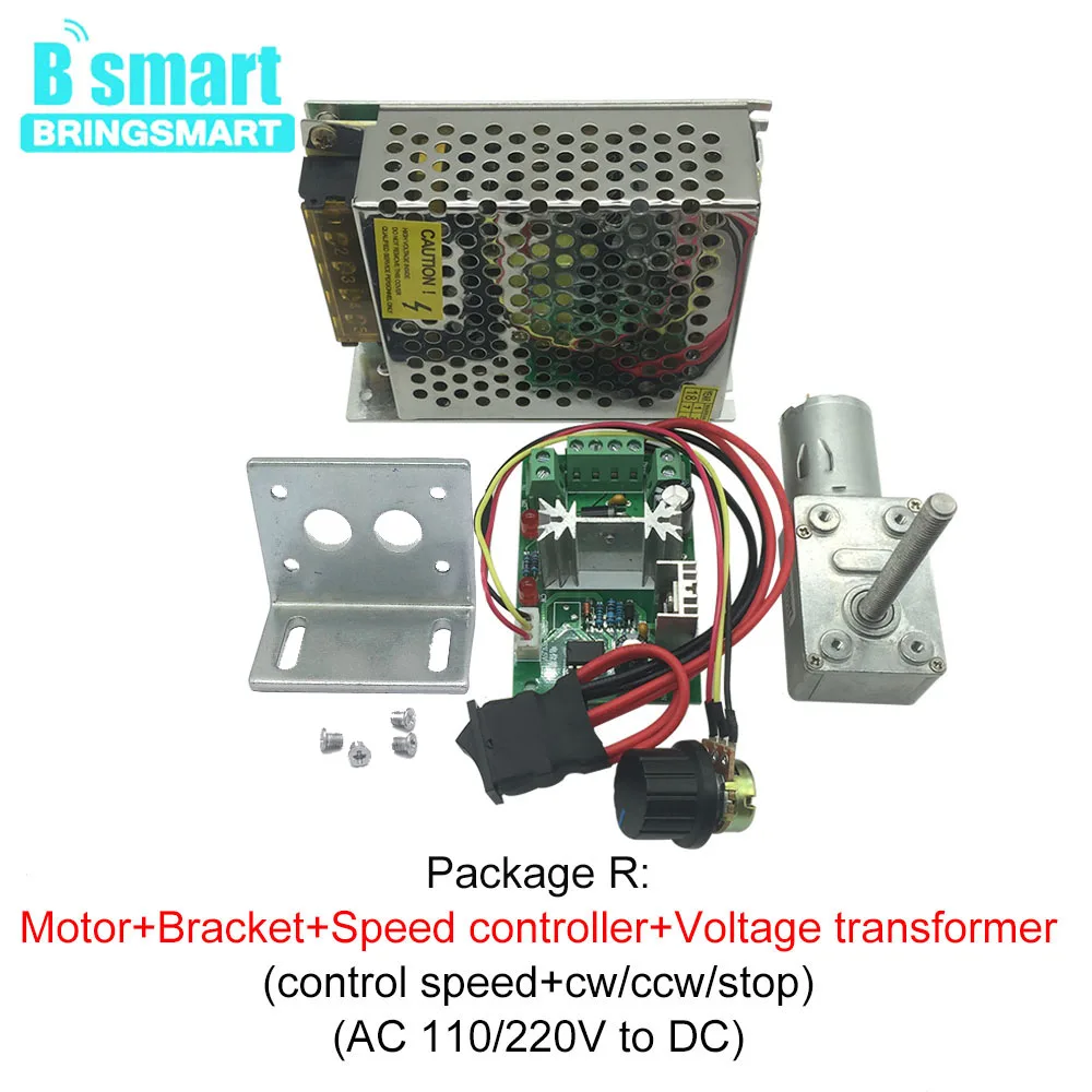 Электродвигатель постоянного тока Bringsmart JGY370 редуктор червячного редуктора M6