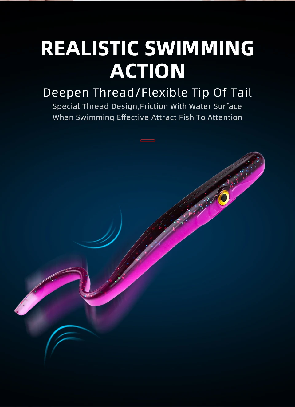 Description Picture 6 of itemBEARKING  Fishing Tackle 12.5cm 18cm Crazy Slug Soft Fishing Lure Seabass Artificial Bait Silicone Worm Shad Eel Needfish