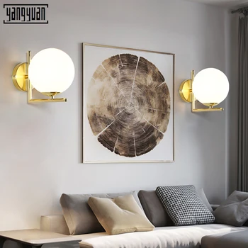 

Nordic Postmodern Simple Light Luxury Ball LED Wall Lamp Bedside Bedroom Creative Room Living Room Stairway mirror light
