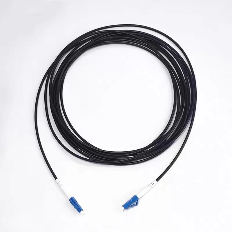 LC-LC 1 코어 TPU 광섬유 패치코드, 야외 SM 아머드 1C Ftth 점퍼, 블랙 OS2 방수 싱글 모드, 1-120m