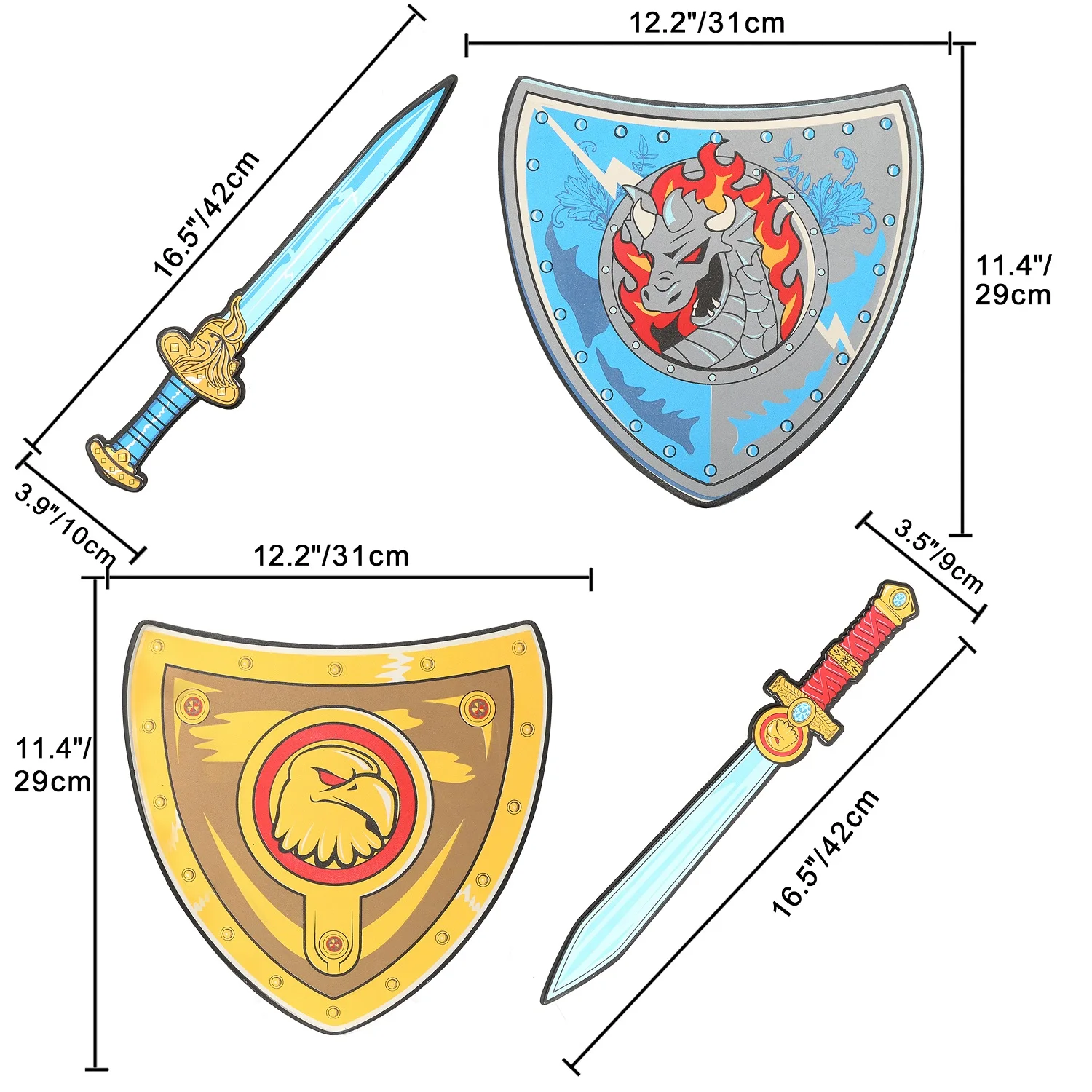 12 шт. безопасный EVA пена меч щит набор ролевые игры дракон пират воин оружие реквизит наружные игрушки мечи для детей девочек мальчиков подарок