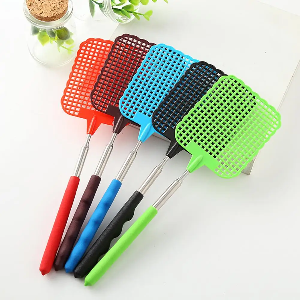 

1pc Adjustable Plastic Fly Swatter Home Long Handle Flyswatter Flapper Insect Killer can extend to 73cm