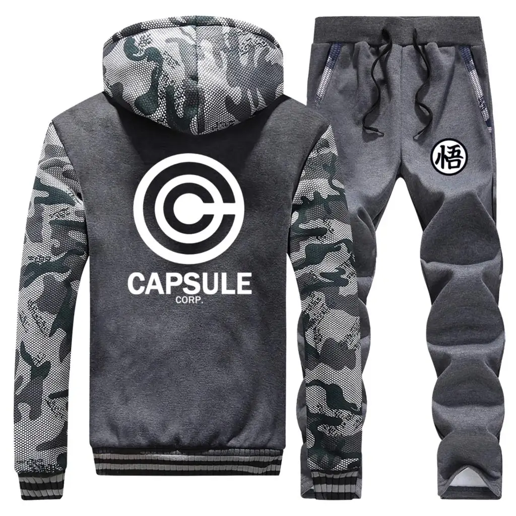 Японское аниме Dragon Ball чехол Capsule corp Camo Толстовка толстовки брюки наборы мужская повседневная спортивная одежда Спортивные штаны Harajuku уличная одежда
