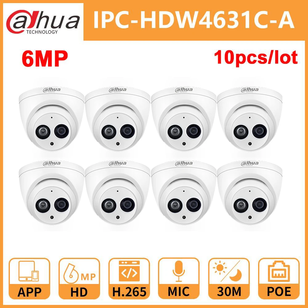 Dahua IP купольная камера безопасности DH IPC HDW4631C A 6MP CCTV IR30M ночное видение Встроенный
