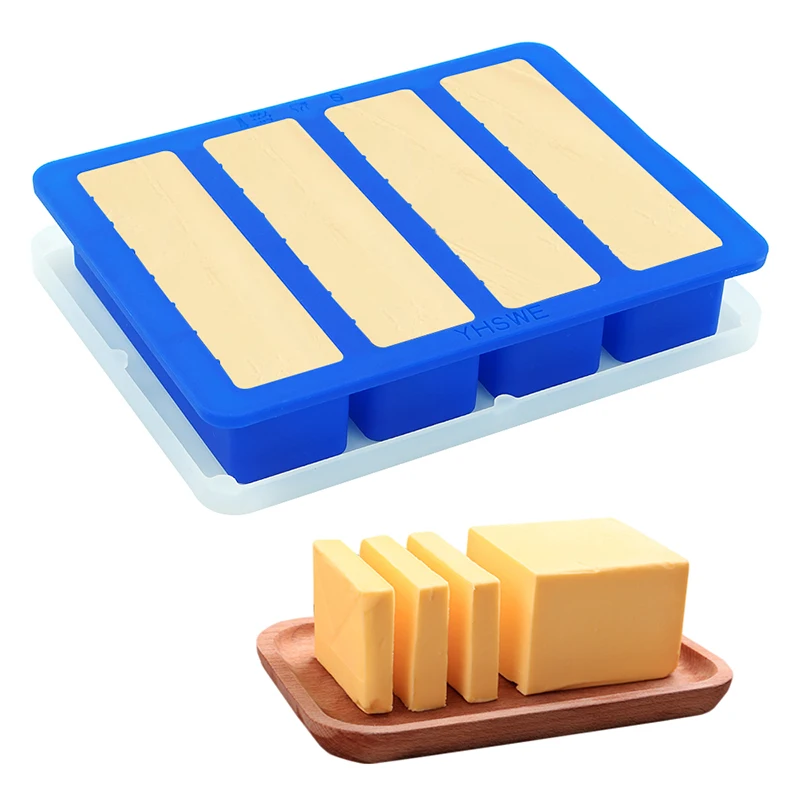 Butter Silicon Molds Tray The Butter Maker with Lid for Butter Stick Ice Cake Pudding Blue Butter Mold 