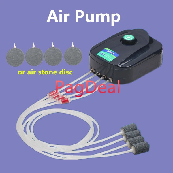 Bomba de aire silenciosa para acuario, dispositivo de oxígeno para tanque  de peces, con 2 salidas y 4 salidas de flujo ajustable, 8W y 12W, envío  gratis - AliExpress