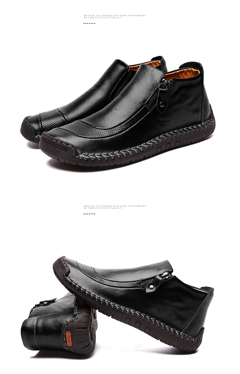 Fhlyiy/Новые Брендовые мужские кожаные ботинки; зимние ботинки; теплые плюшевые кожаные мужские Ботильоны; модная зимняя мужская обувь; большие размеры