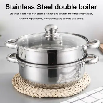 

Stainless Steel Two Layer Thick Steamer Pot Soup Steam Pot Universal Cooking Pot For Induction Cooker Steam Pot Kitchen Cookware