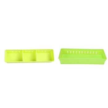 

2Pcs Adjustable New Drawer Organizer Home Kitchen Board Divider Makeup Storage Box Pencil Jewelry Organizer, Size L/S, Green