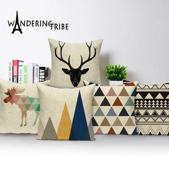 

Nordic Style Gemoetric Cushion Cover Wave Deer Linen Pillow cover Car Seat Home Decorative PillowCase 45x45cm Funda Cojin