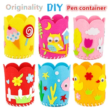 

2PCS Kind DIY Handmade cloth penholder Nonwovens Felt sticker Creative toys for children Fabric Material Package Toy Gifts