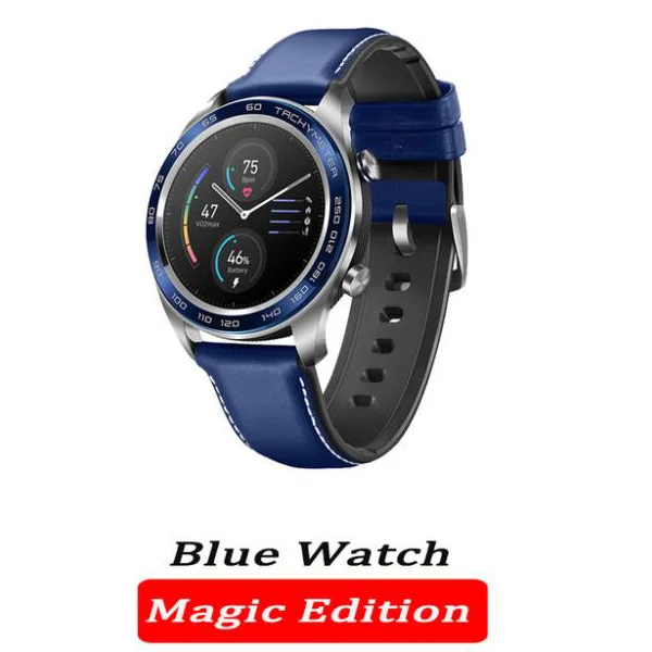 Huawei Honor Watch Magic, водонепроницаемые, gps, NFC, для работы, 7 дней, напоминания о сообщениях, пульсометр, трекер сна, экран 1,2 дюйма - Цвет: Blue (ceramic)