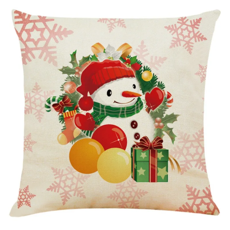 Мультяшная льняная Рождественская наволочка Санта Клауса лося 45x45 см с Рождеством декоративный чехол для подушки с принтом - Цвет: 0034A