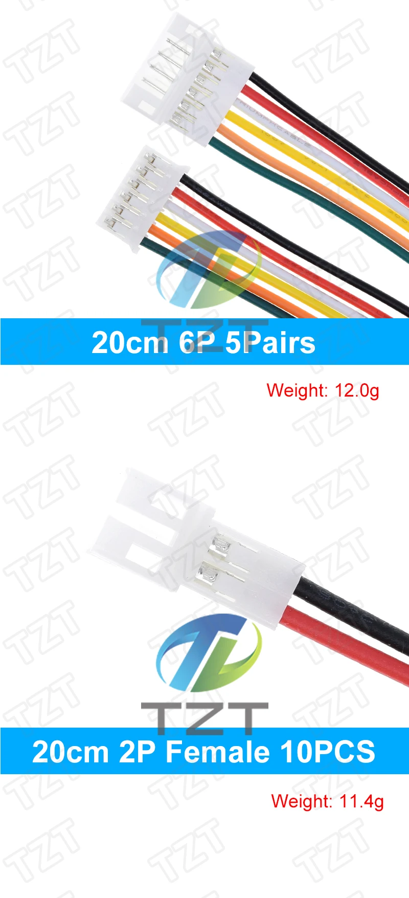 10 Stück 5 Paar Micro JST PH 2.0 2P 3P 4P 5P 6PIN Stecker-Buchse-Verbinder mit Kabeln 20CM+20CM für Arduino MP3 – Detail 6