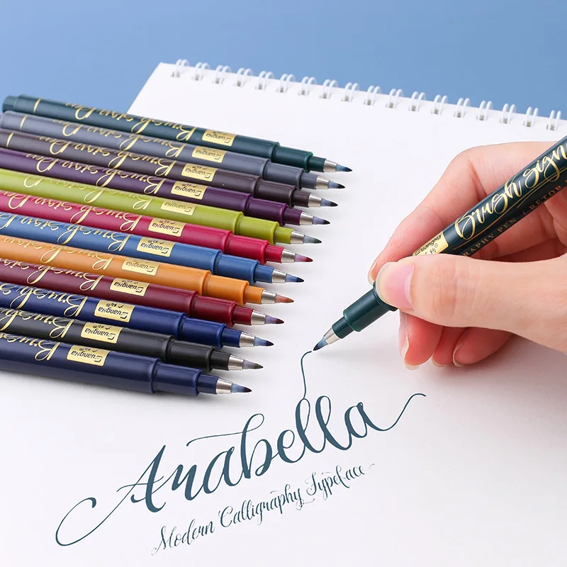 Marker Pens Set 12 Color/set Write Brush Calligraphy Drawing Painting Watercolor Art