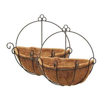 

New 2 PCS Iron Wall Hanging Gentleman Basket 25Cm Semi-Circular Plant Flower Wall Hanging Bracket Plant Hanger Decoration Suitab