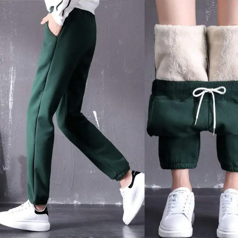 Зимняя куртка, Женская Pantalon, женские бархатные утепленные штаны из овечьей шерсти, повседневные штаны-шаровары, свободные длинные женские брюки C5155