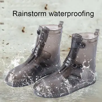 

1 Pair Unisex Protective Anti-Slip Waterproof Thicken Button Rain Boot Cover High-Top Overshoes Rainproof Men Shoes Dust Covers