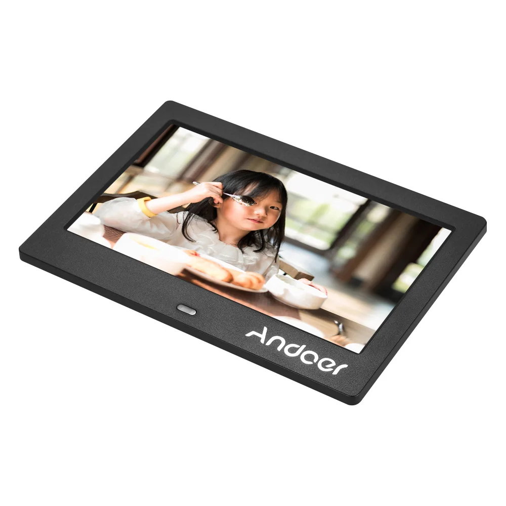 Andoer " ips HD экран 1024*600 цифровая фоторамка Музыка Видео Воспроизведение Часы Будильник Календарь несколько языков дистанционное управление