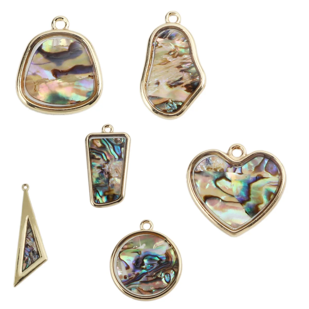 

Natural Abalone Shell Charms Irregular Pendants Gold Color Multicolor Crack 21*18mm For DIY Earrings Jewelry Making,2 PCs