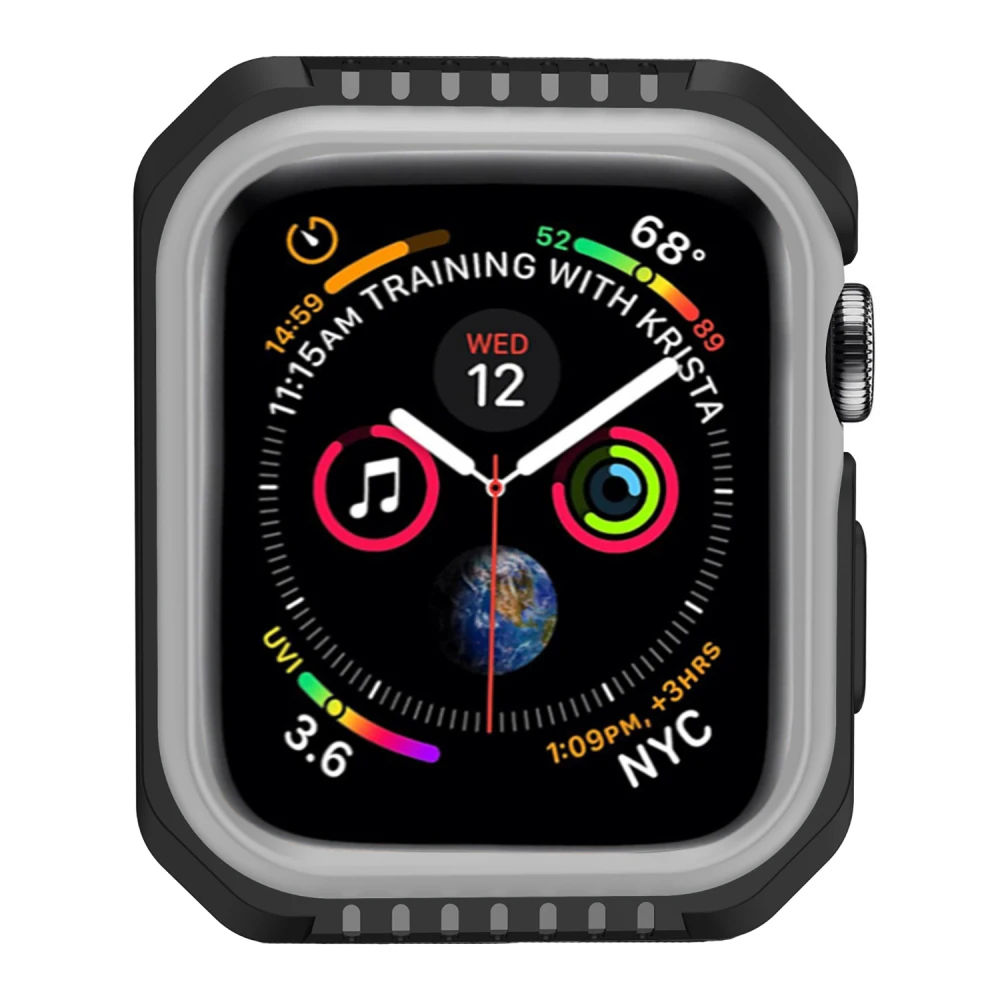 Жесткий защитный чехол из силикона и поликарбоната для Apple Watch 5, 4, 40 мм, 44 мм, защитный чехол-бампер для iWatch Band Series 3, 2, 1, 38 мм, 42 мм - Цвет: Black Gray