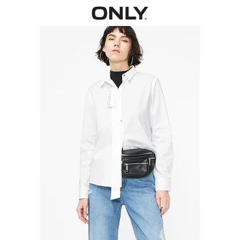 

ONLY Women's Loose Fit Letter Ribbons White Long-sleeved Shirt | 119105528