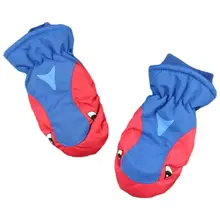 Зимние водонепроницаемые лыжные перчатки для мальчиков и девочек с рисунком; милые детские Нескользящие теплые ветрозащитные варежки; D08C