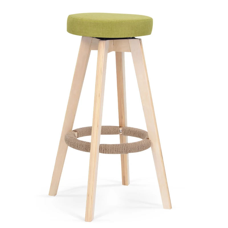 

European Bar Stools Solid Wood Bar Chair Retro Bar Chair Rotating High Stool Bar Stool Bench Front Chair Simple Pastoral Style