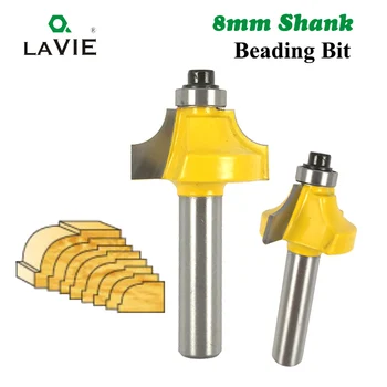 

LA VIE 1pc 8mm Shank Beading Bit Tungsten Carbide Double Edging Router Bits Milling Cutter for Wood Woodworking Tools MC02026