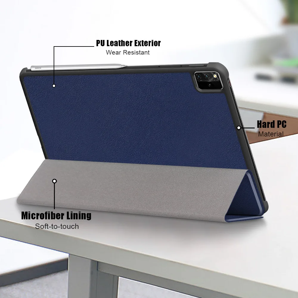AKABEILA Custodia per tablet per Huawei MatePad Pro 10.8 2021 2019 Sottile PU Pelle Ibrida Cover con Portapenne Auto Wake/Sleep Regolabile Trifold Stand