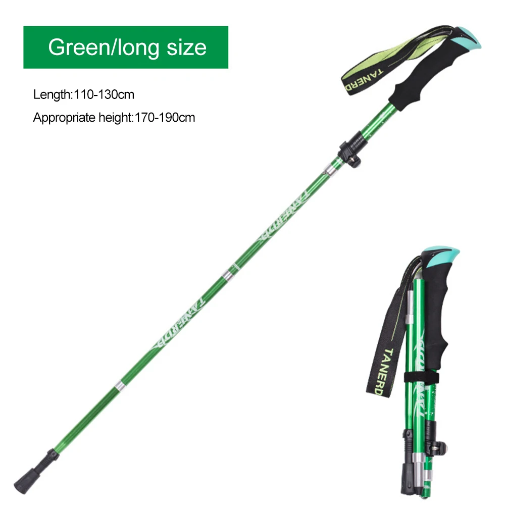 130cm green Vertvie открытый складной треккинговые палки Скандинавская трость для пеших прогулок АНТИШОК Регулируемый алюминиевый сплав альпеншток - Цвет: 130cm green