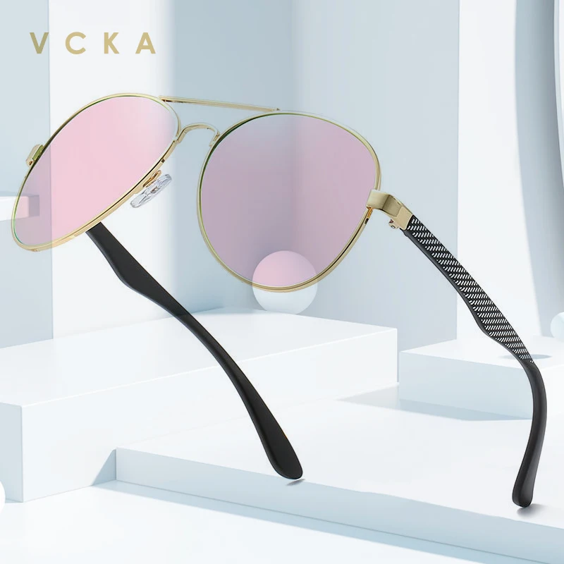 

VCKA Women Brand Design Polarized Sunglasses Classic Men Metal Driving Eyeweaer Male Coating Sunglass UV400 Shades gafas de sol