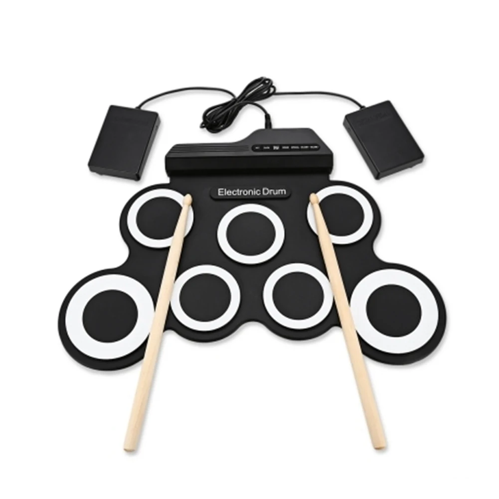 Электронный барабан портативный USB силиконовый W/Stick 7 Pad Музыкальный Профессиональный барабан Ударные Инструменты Поддержка внешних наушников