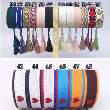 

3Pcs/Lot Fashion Women Embroidery Tassel Bracelet Jewelry Bohemia Cotton Adjustable Bangle Girl's Lovely Fabric Bracelet Jewelry