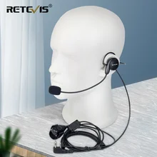 Retevis – walkie talkie écouteur avec Microphone souple, 2 broches, derrière le casque, doigt PTT, pour Kenwood BAOFENG UV 5R UV 82 Bf 888S H777