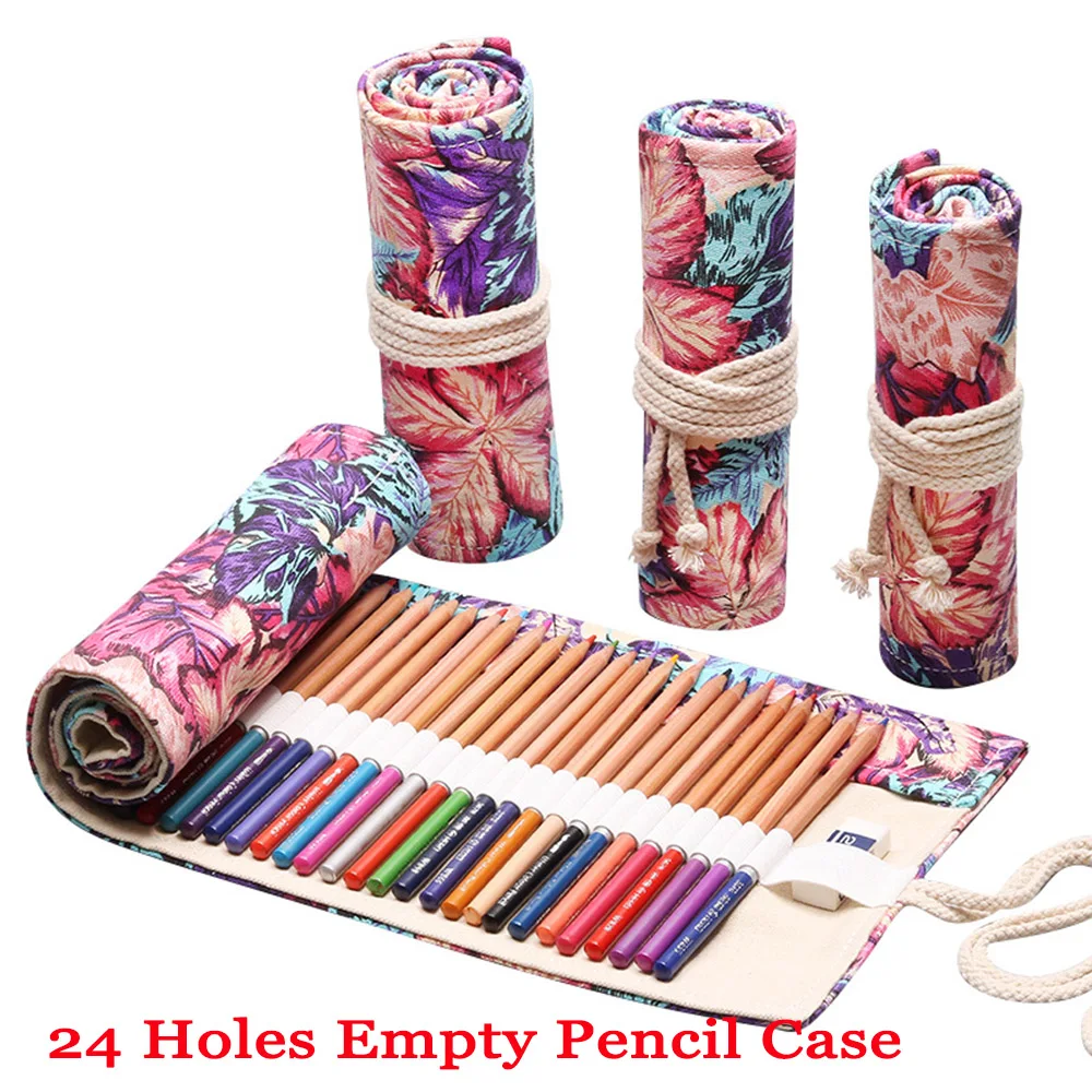 Creative Leaf Roll Pencil Case School Large 12/24/36/48/72 Holes Pencilcase for Girls Boys Cartridge Bag Korean Penal Stationery - Цвет: 24 Holes Empty Penal