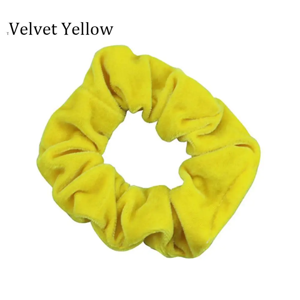Velvet Yellow Атласные/бархатные резинки для волос, женские эластичные резинки для волос, головные уборы для девушек, яркий цвет, Шелковый конский хвост, держатель, аксессуары для волос - Цвет: Velvet Yellow