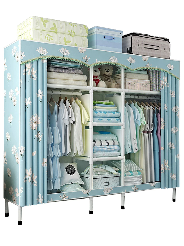 Wardrobe Simple Cloth Wardrobe Steel Pipe Thickening Reinforcement Thickening Assembled Steel Frame Fabric font b Closet