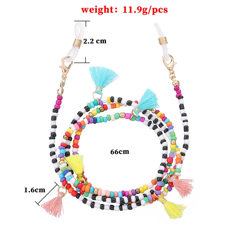 Glasses Chain Multi-color Beaded Anti-lost Lanyard Mask Strap Necklace Tassel Hanging