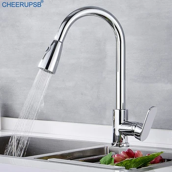 

Mutfak Evye Musluklar Kitchen Sink Black Faucet Hot Cold Water Mixer Tap Pull Out Brass Chrome Faucets Single Handle Rain Fall