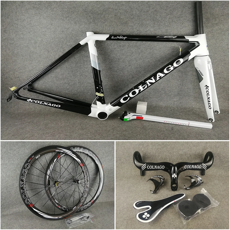 T1100 UD Глянцевая белая черная углеродная дорожная рама Colnago C64 + руль седло клетки
