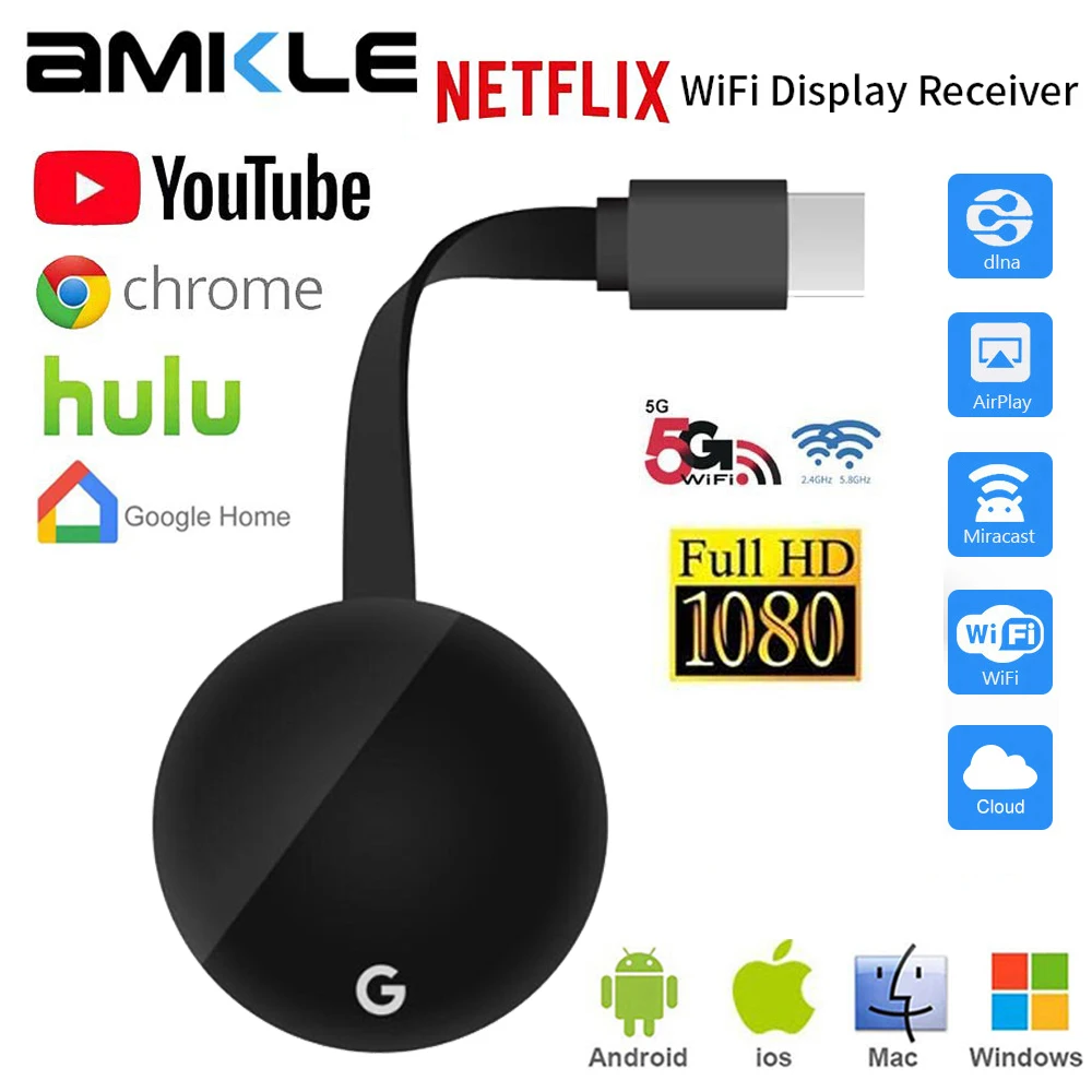 ТВ палка 5G Wi Fi 1080P G7S Дисплей приемник для Google Chromecast 3 mirascreen HDMI Miracast airplay ключ Ios и