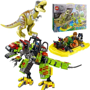 

82153 526pcs jurassic brachiosaurus mech robot velociraptor dinosaur hovercraft building blocks Toy